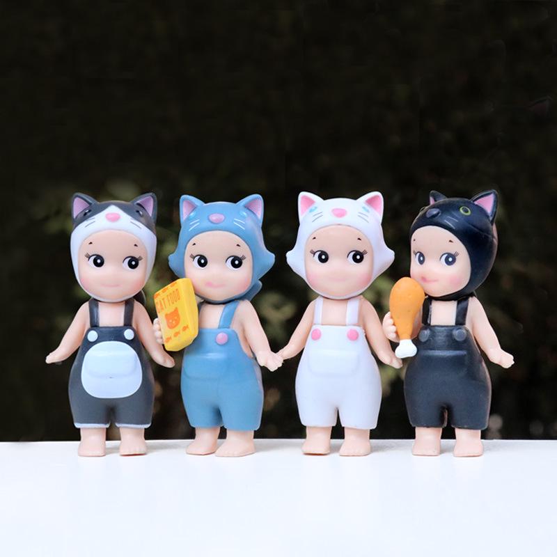 Dumb and Cute Fish-Holding Doll: Trendy Desktop or Car Ornament in Cute Dungarees