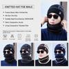 Plush Lined Knitted Beanie Set Windproof Winter Knit Headwear Set Cozy Neck Warmer Set  For Men