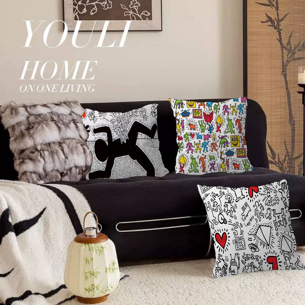 KKeiths HHaring Cushion Cover Pillowcase Upholstery Sofa Throw Pillow Home Decor Pillowcas