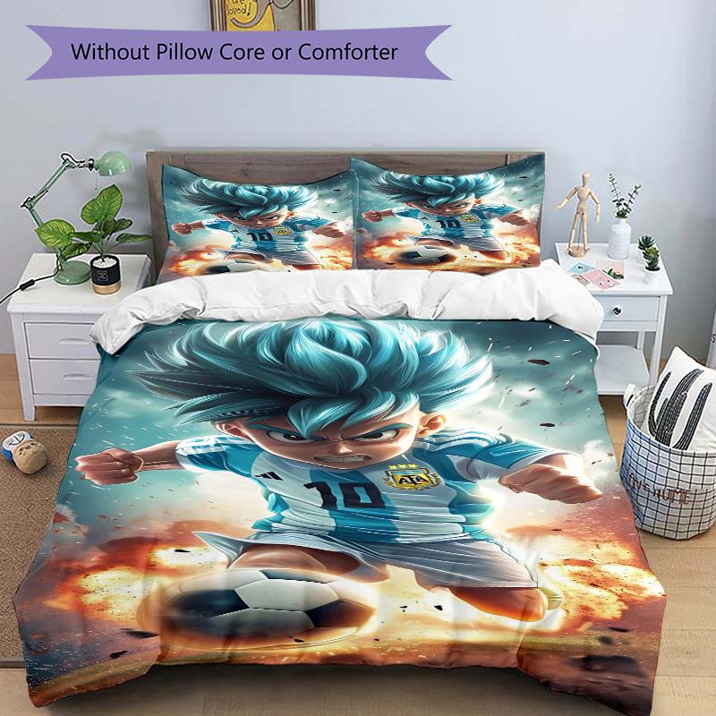 3pcs Dragon Ball Soccer Hero Bedding Set, Includes One Quilt Cover and Two Pillowcases, Bedroom and Guest Room Decoration. T72311157