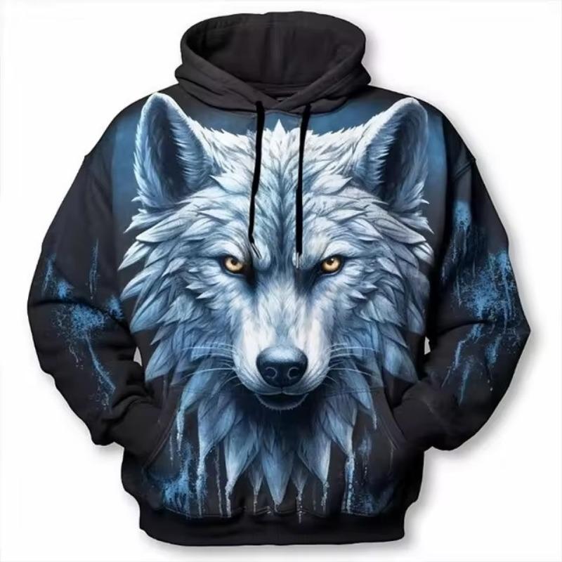 Animal Hoodie Men Wolf Print High-Quality Men's Pullover Autumn Fashion Top Street Hoodie Designer Long Sleeved Sportswear