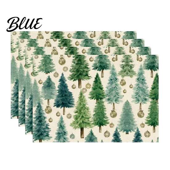 Durable Table Mats 4Pcs Christmas Linen Placemat Set, Cartoon Snowman Gingerbread Gnome Placemats Mat, Heat Resistant Place Mat for Holiday