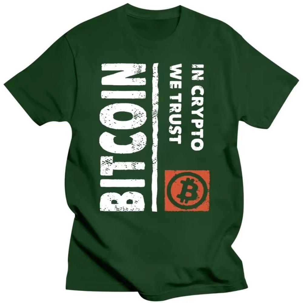 Vintage Grunge Bitcoin Retro In Crypto We Trust T Shirt for Men Pure Cotton T-shirt Short Sleeves BTC Tee Cryptocurrency Tshirt