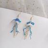 Handmade Elegant Blue Jellyfish Earrings Craft from Acrylic Materials for Casual Outings and Beach Vacations Daily Use