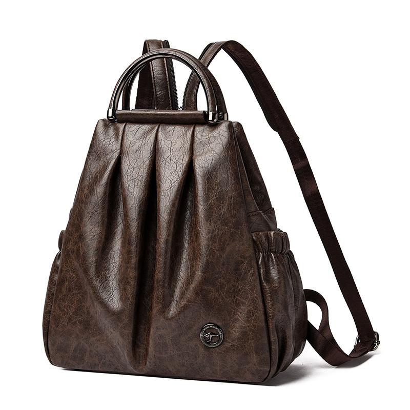Zaino Stile Pelle Vintage con Manico Superiore e Spallacci Imbottiti