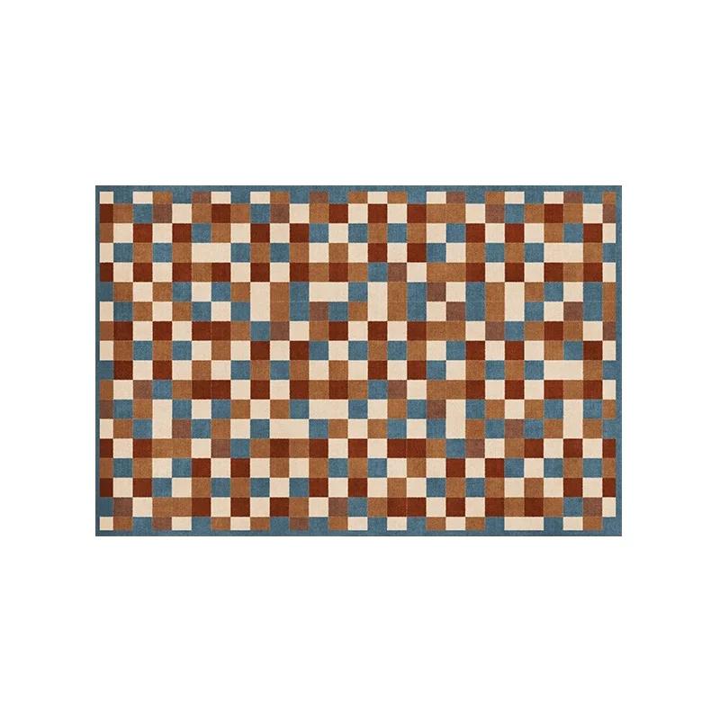 

Retro Plaid Carpet Soft Wipeable Plush Rugs for Living Room Bedroom Sofa Coffee Table Decorative Mat 60*90cm