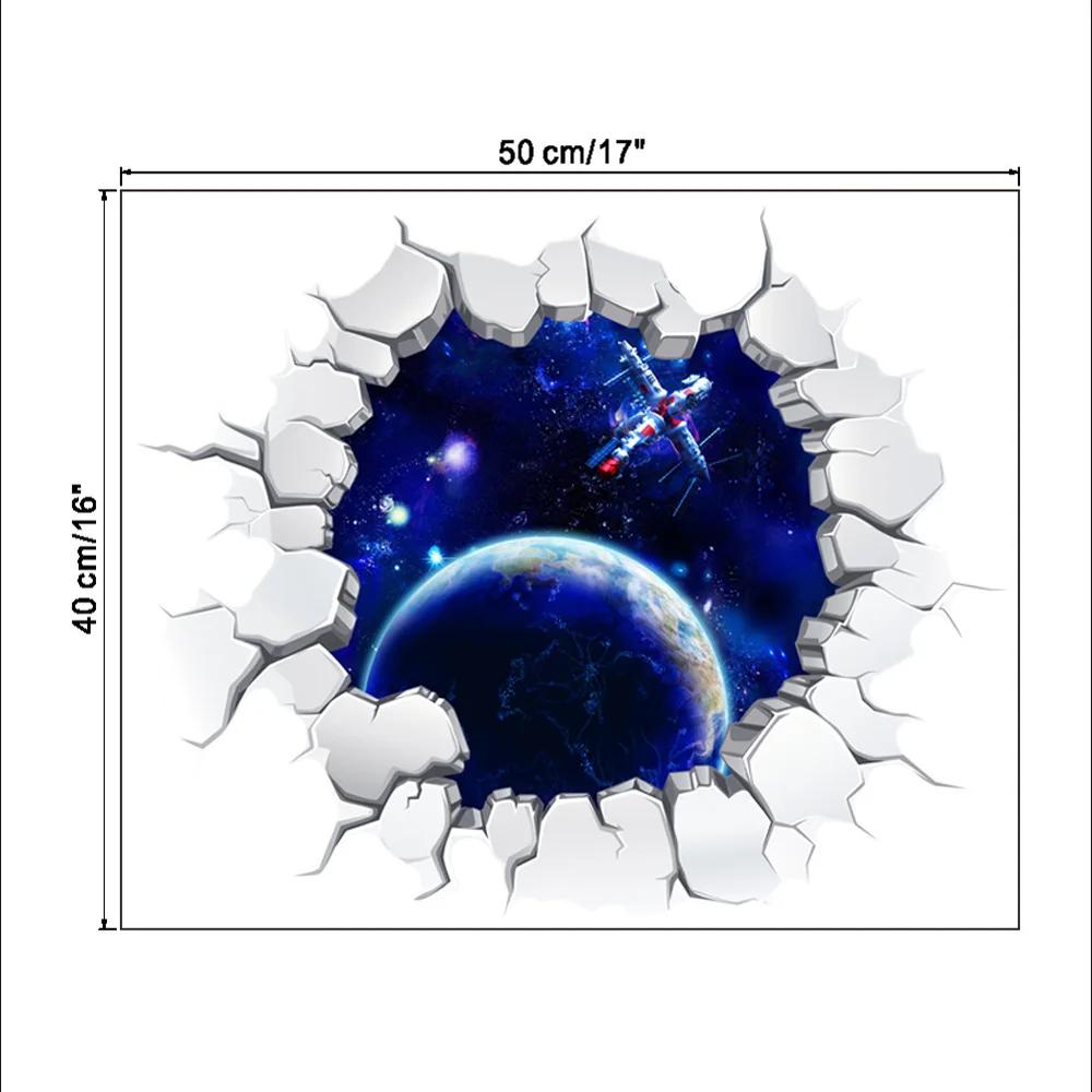Space Galaxy Planet Wall Stickers for Kids Room Home Decor Living  Boy Bedroom Landscape Broken Universe Mural Decals Muraux