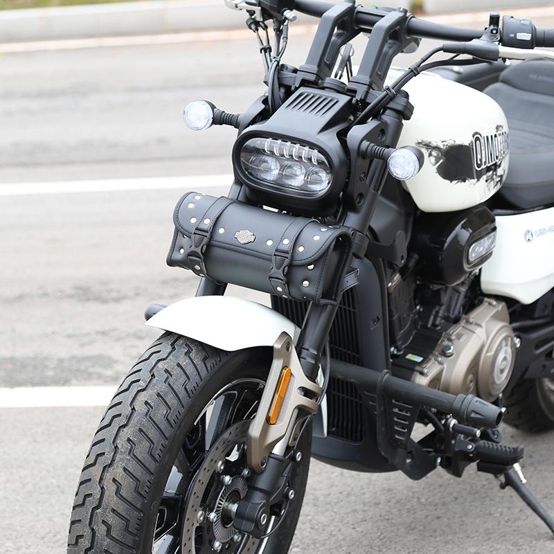 Qianjiang Flash 350 Motorcycle Bumper Canvas Side Bag & Rear Rack