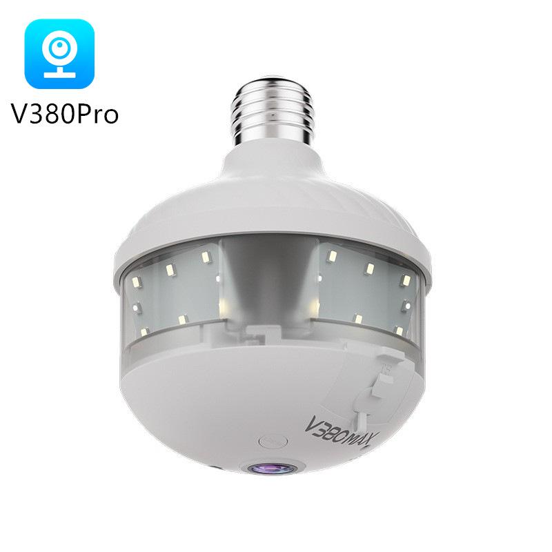 V380 Panoramic WiFi Bulb Camera with Dual-Light Night Vision & Remote Control