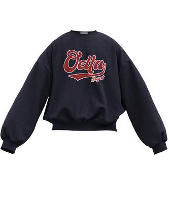 Oeta Script Logo Double Cotton Overshoulder Balloon Fit Sweatshirt