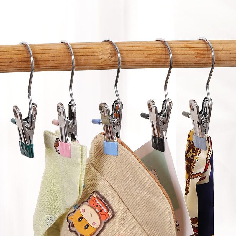 2 pinzas para ropa multiusos de acero inoxidable con resorte, antideslizantes, resistentes al viento