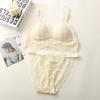 French triangle cup bra set female sexy beautiful back hollow lace two-piece set