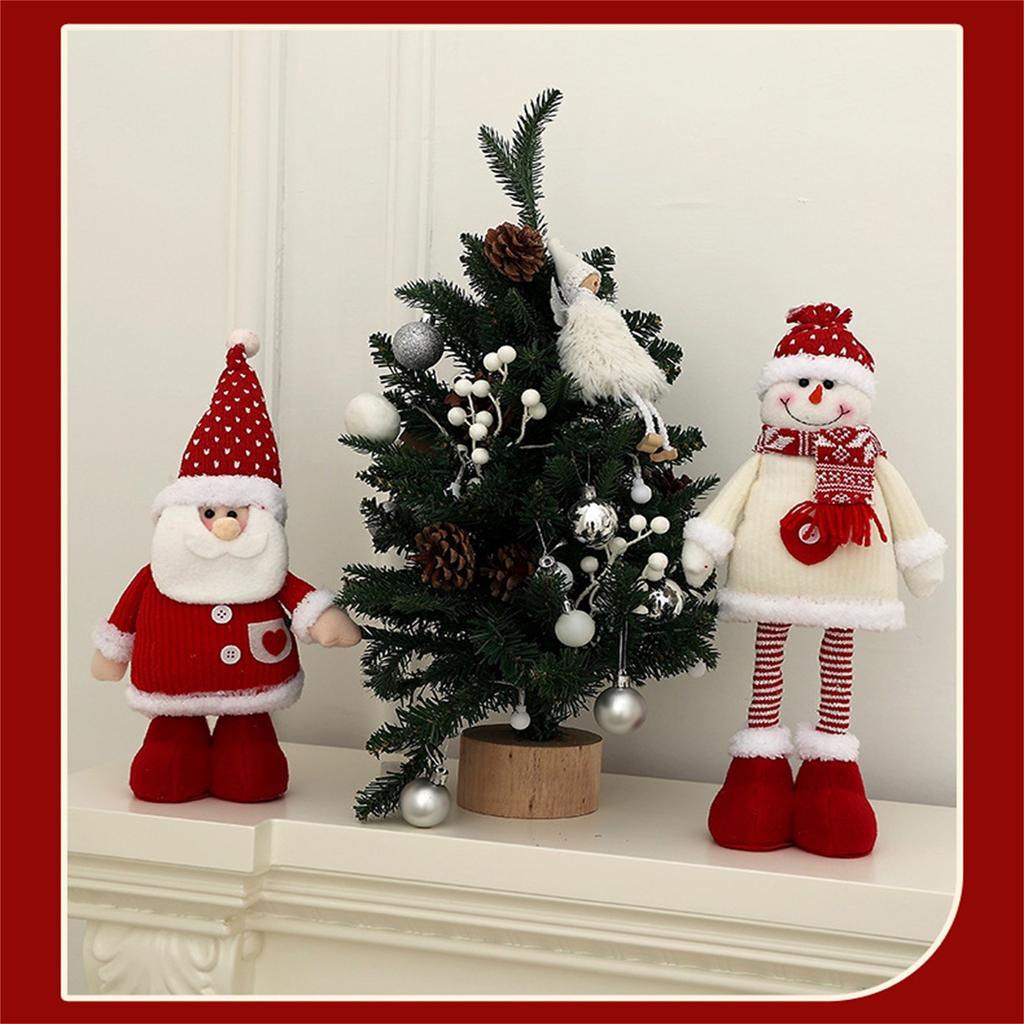 Telescopic Doll Christmas Doll Ornaments Cartoon Knitted Style Old Man Snowman Elk Decorative Ornaments
