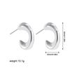 18K Gold Stainless Steel C Earrings Simple Meniscus Geometric Stud Earrings Stylish Twist Curved Ear Jewelry