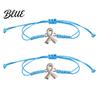 Charity Awareness Ribbon Jewelry 2PCS Hand-woven Braided Bracelets with Metal Pendant Adjustable Cord Hand Woven Wristband Wristbands Daily