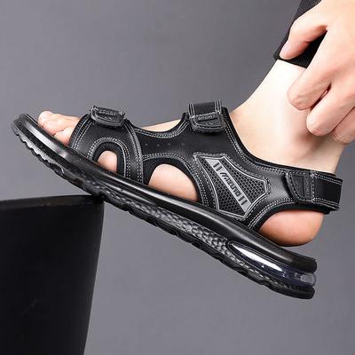 Men's Sandals Popular Summer New Outdoor Leisure Velcro Air Cushion Men's Sandals Sports Leather Beach Shoes Men