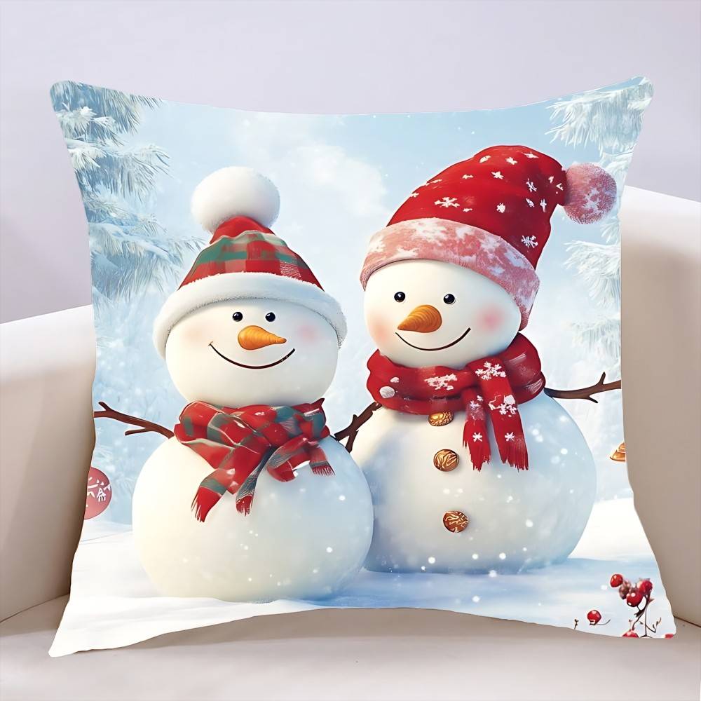 Рождественская наволочка снеговик, чехол для подушки, мягкий милый наволочка для дивана, полиэстер на молнии 16x16Inch