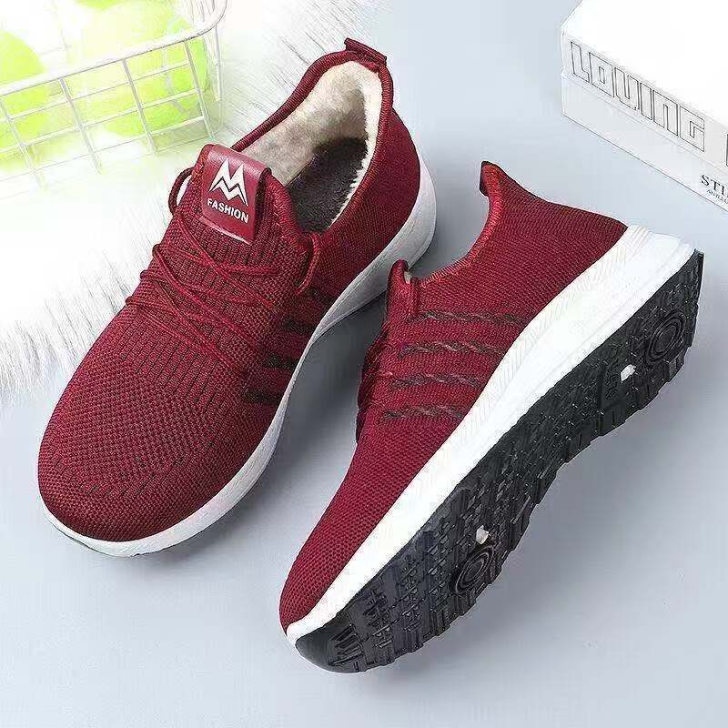 Nové podzimní a zimní Ladies Plus sametové tenisky Protiskluzové tlumení nárazů a hřejivá obuv pro volný čas