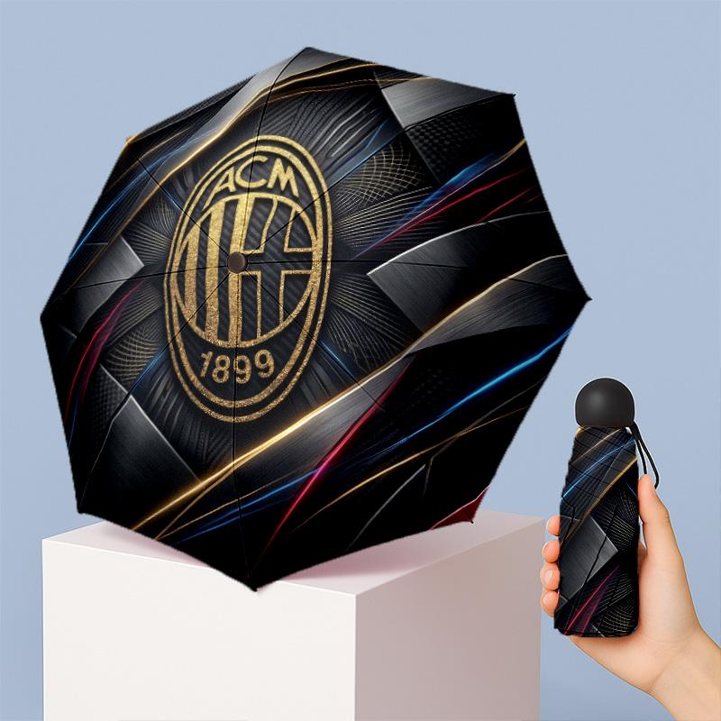 AC Milan Pattern Printed Mini 5 Folds 8 Ribs Compact Umbrella Windproof Waterproof Lightweight Portable Folding