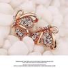 Korean Style Butterfly and Flower Alloy Earrings with Diamonds