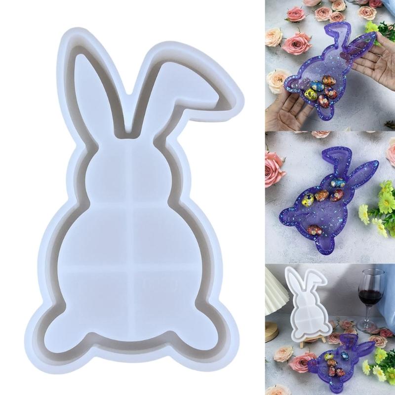 Cute Rabbit Shaped Trays Crafting Mold Flexible Silicone Container Mold For Making Rabbit Shaped Trays And Organizers
