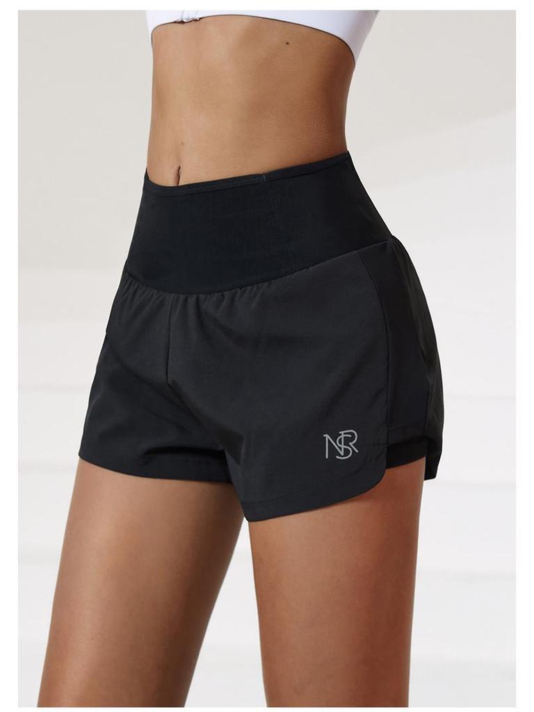 Women's Quick-Dry High-Waist Shorts with Zipper Pocket & Anti-Exposure Lining for Running & Fitness
