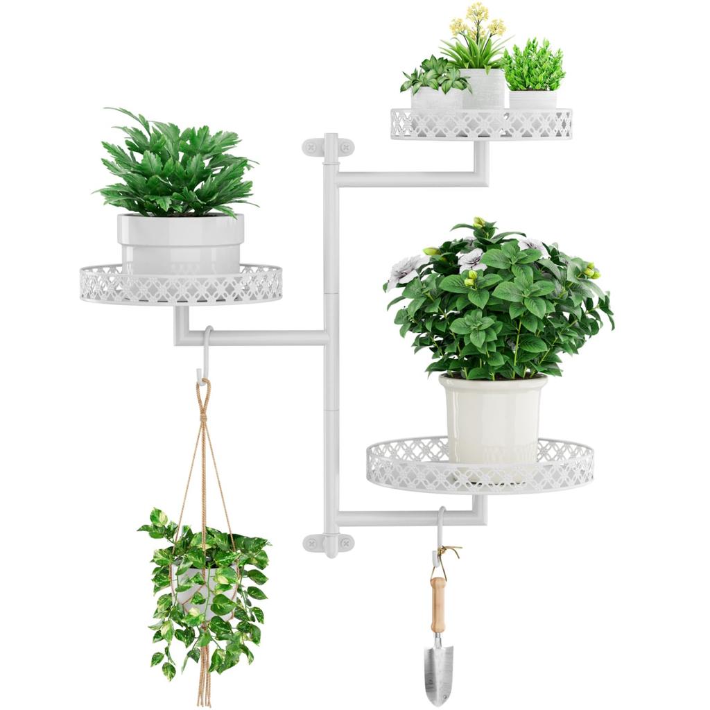 Rotating Window Plant Flower Metal Window Plant Shelf with Hanging Houseplant for Balcony and Garden Stylish Flower Stand Outdoor-friendly Shelf,