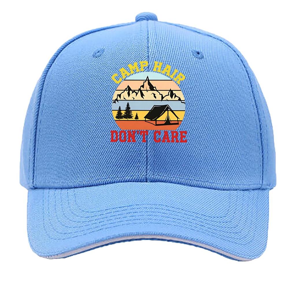 Camp Hair Dont Care Outdoor Camping Mountain Cabin Print Womens Baseball Cap Adjustable Vintage Ha Sandwich Baseball Cap