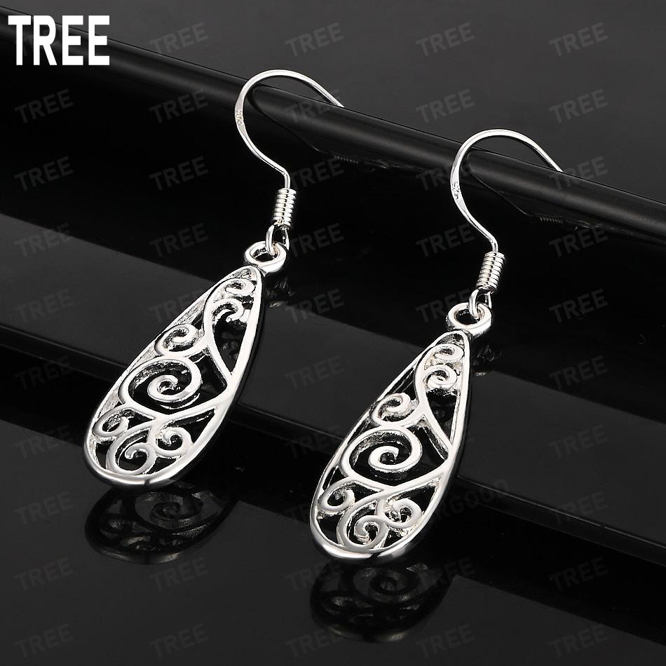 925 Sterling Silver Vintage Openwork Teardrop Earrings - Exquisite Evening Jewelry