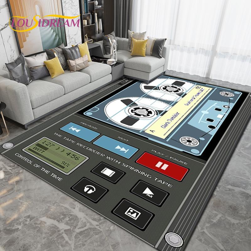 Teppich mit DJ-Musik-Screen-Muster, Teppich für Wohnzimmer, Schlafzimmer, Sofa, Küche, Badezimmer, Flur, Läufer, rutschfeste Bodenmatte