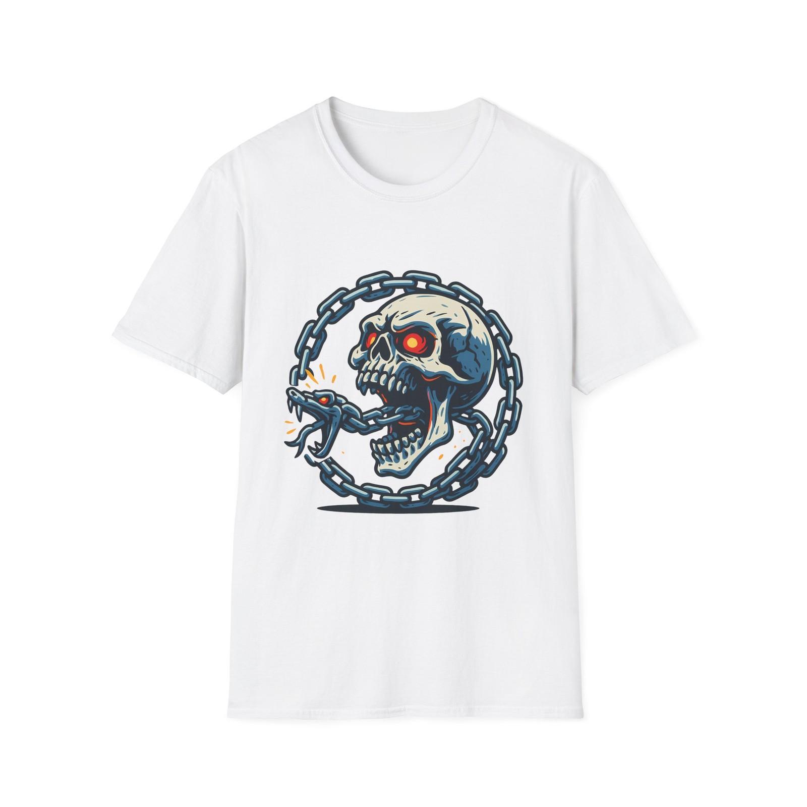 Unisex Softstyle T-Shirt Skull Chain Serpent Heavy Metal S