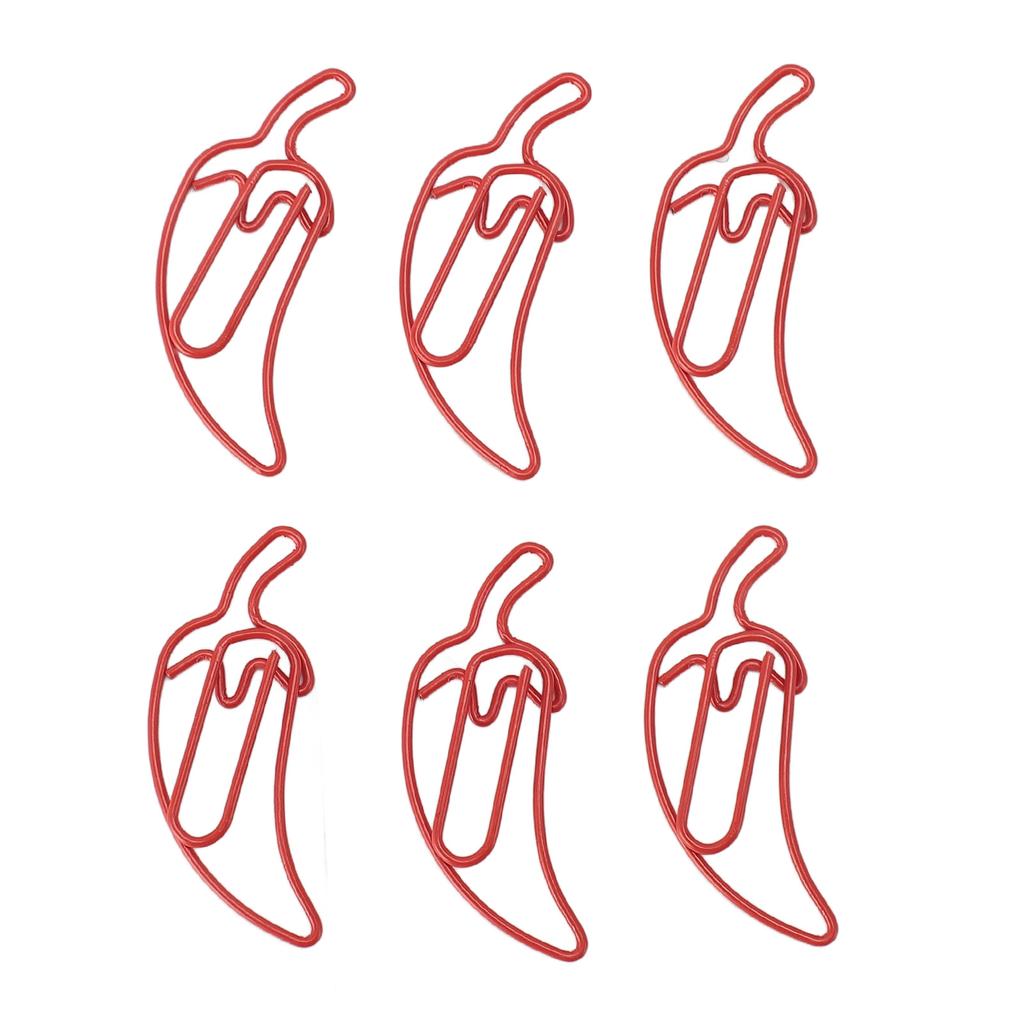 100 PCS Red Color Pepper Shaped Cute Decorative Paper Clip with Transparent Box for Office