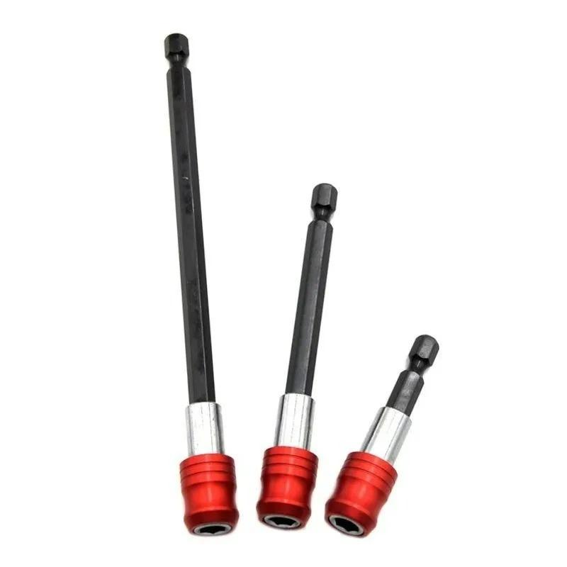 Neuer 60/100/150mm Schnellspann-Selbstverriegelnder Verlängerungsstab Schraubendreherkopf-Verlängerungsstab Sechskantgriff Rot Dreiteiliges Set