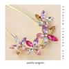 Miaomyao U-Shaped Hairpin for Japanese Kimono and Yukata, Metal Antique Hair Accessory with Cherry Blossom Flower and Zirconia, Multi-color,