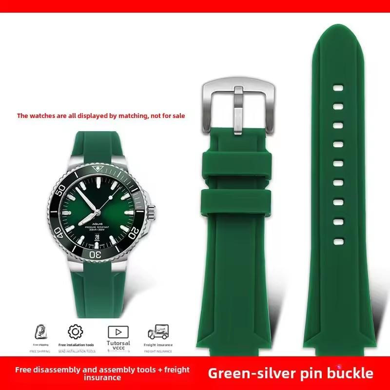 Wypukły interfejs 24*11mm 24*12mm silikonowy pasek do ORIS AQUIS Bransoleta nurkowanie męski gumowy zegarek Pasek Wodoodporne Paski do zegarków