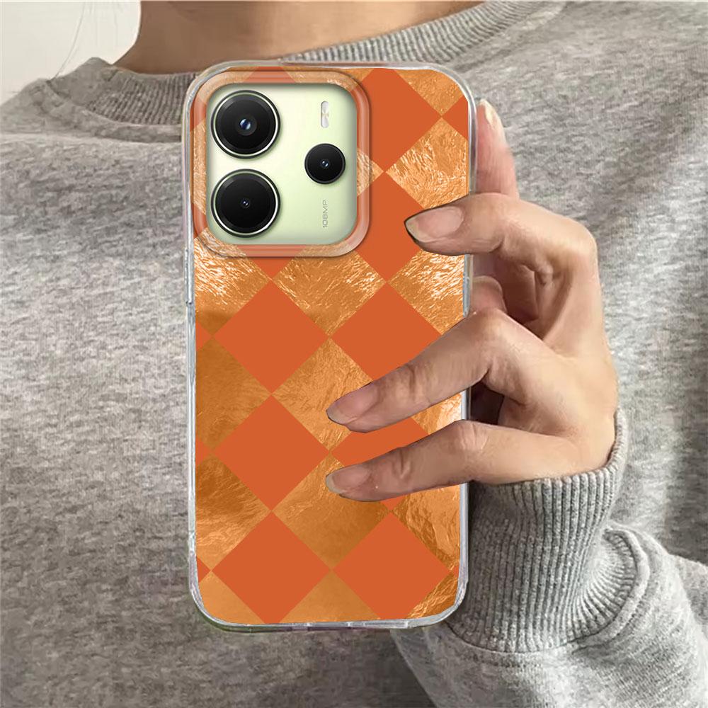 Schwarze karierte Gitter Handyhülle für Xiaomi Redmi Note 14 13 12 11 11S 10 10S 9 Pro 15C 9C 13C 14C A3 A3X 9C A1 15 Hülle