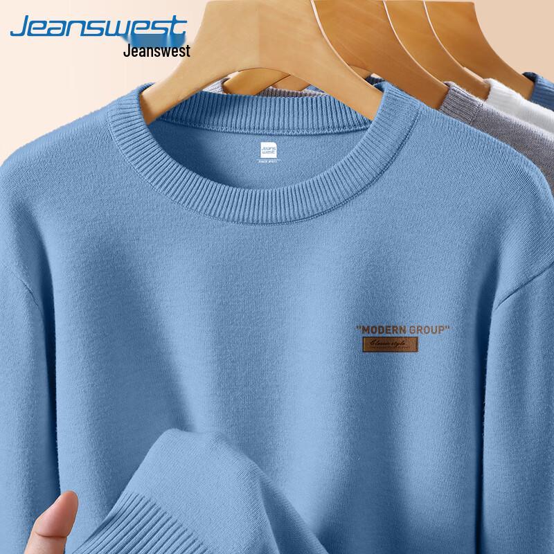 Jeanswest Men's American Style Letter Print Round Neck Sweater