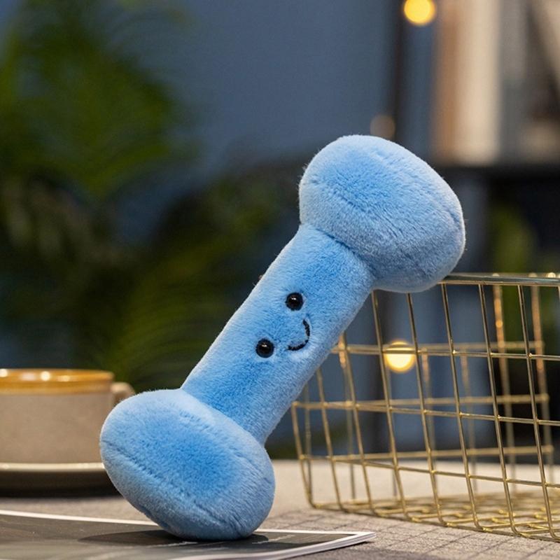 Gym Theme Cute Dumbbell Plush Toy Throw Pillow Infant Sensory Play Soft Baby Gift Blue