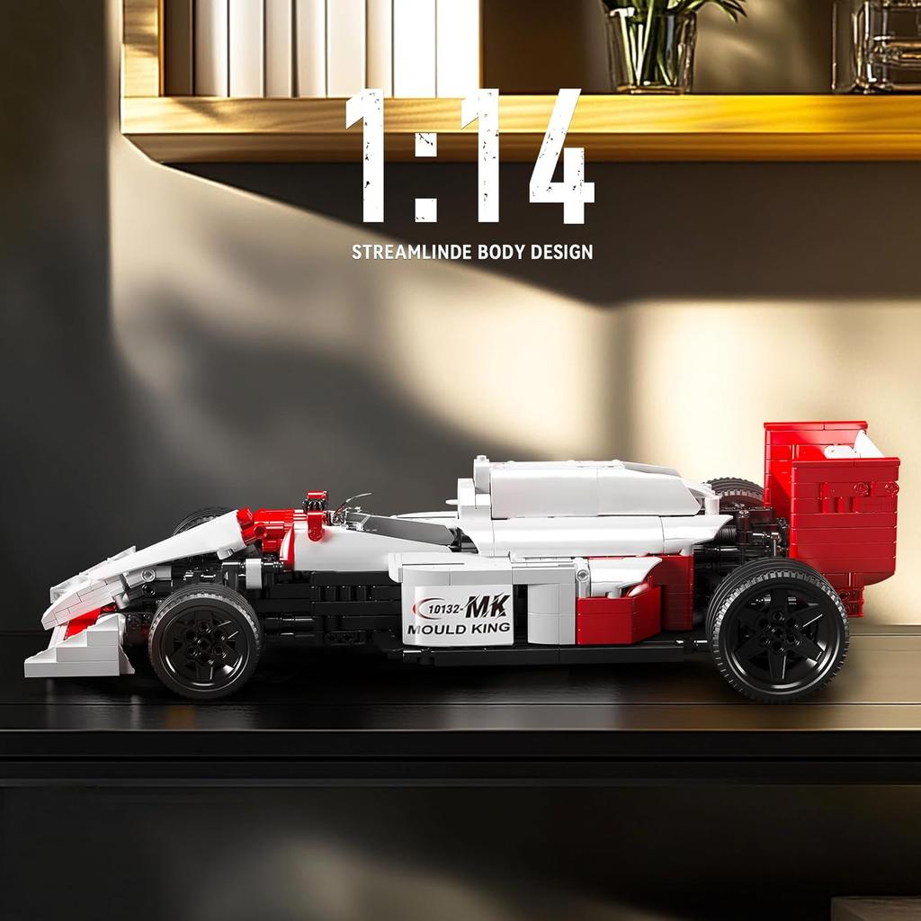 MOULD KING 10132 Formel 1 Rennwagen Modell 1:10 Super Sportwagen Baustein Technik Klemmbausatz (1524 Teile)