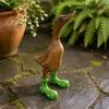 Wood-Grain Duck Figurine Spotted Pattern Duck Sculpture Home Decor Vintage Lifelike for Garden