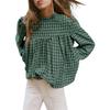 JKASHDK Women's Fashion Casual Spring Autumn Plaid Print Long Sleeve Half Turtleneck Blouses & Shirts
