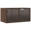 Wall Cabinets with Glass Doors Set of 2 Brown Oak Effect
