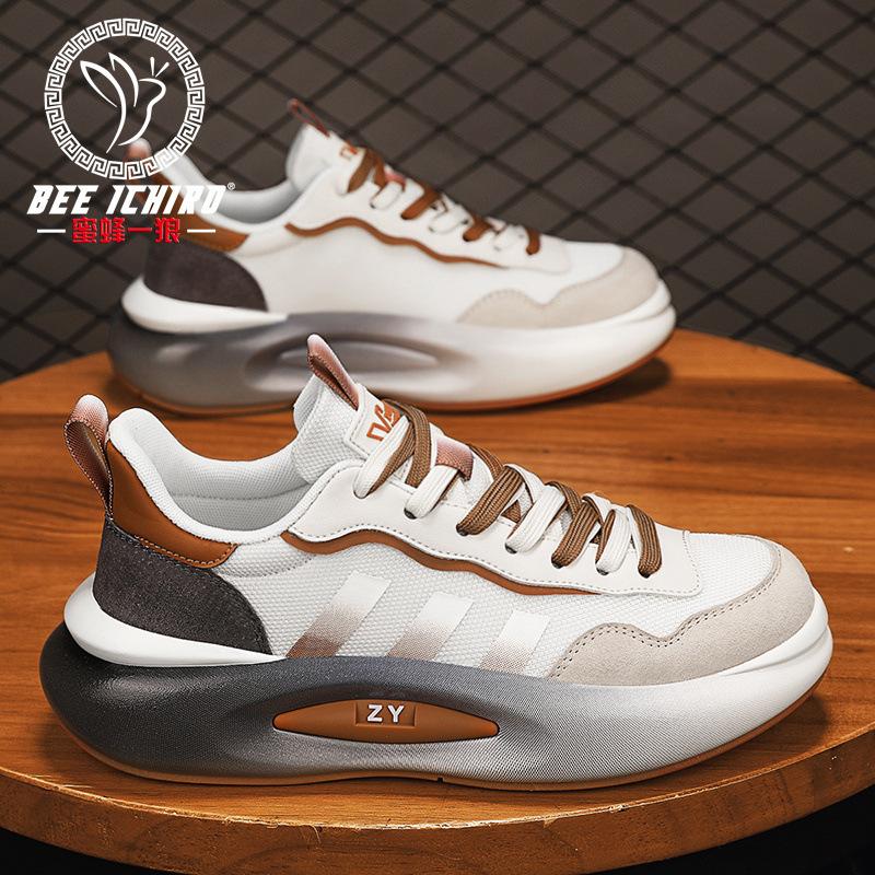 Retro Men's Shoes Leather Mesh Casual Matte Lightweight Spring and Summer Running Dad Sneakers