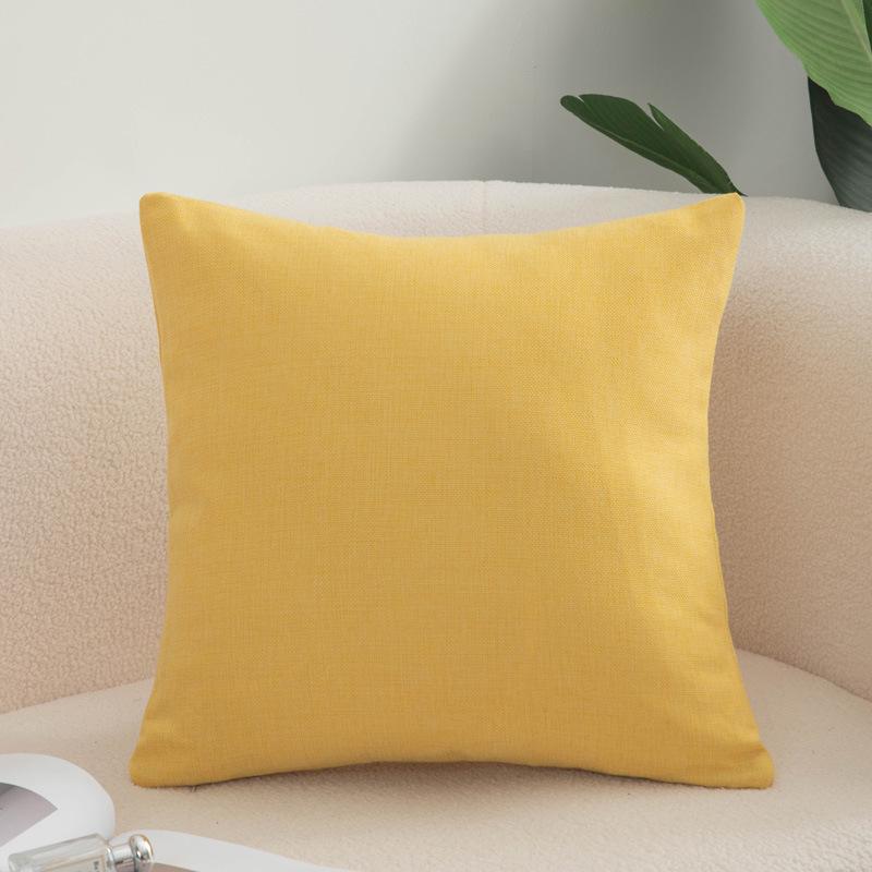Modern Minimalist Solid Color Cotton Linen Throw Pillow for Sofa, Bed, or Office - Square Lumbar Cushion