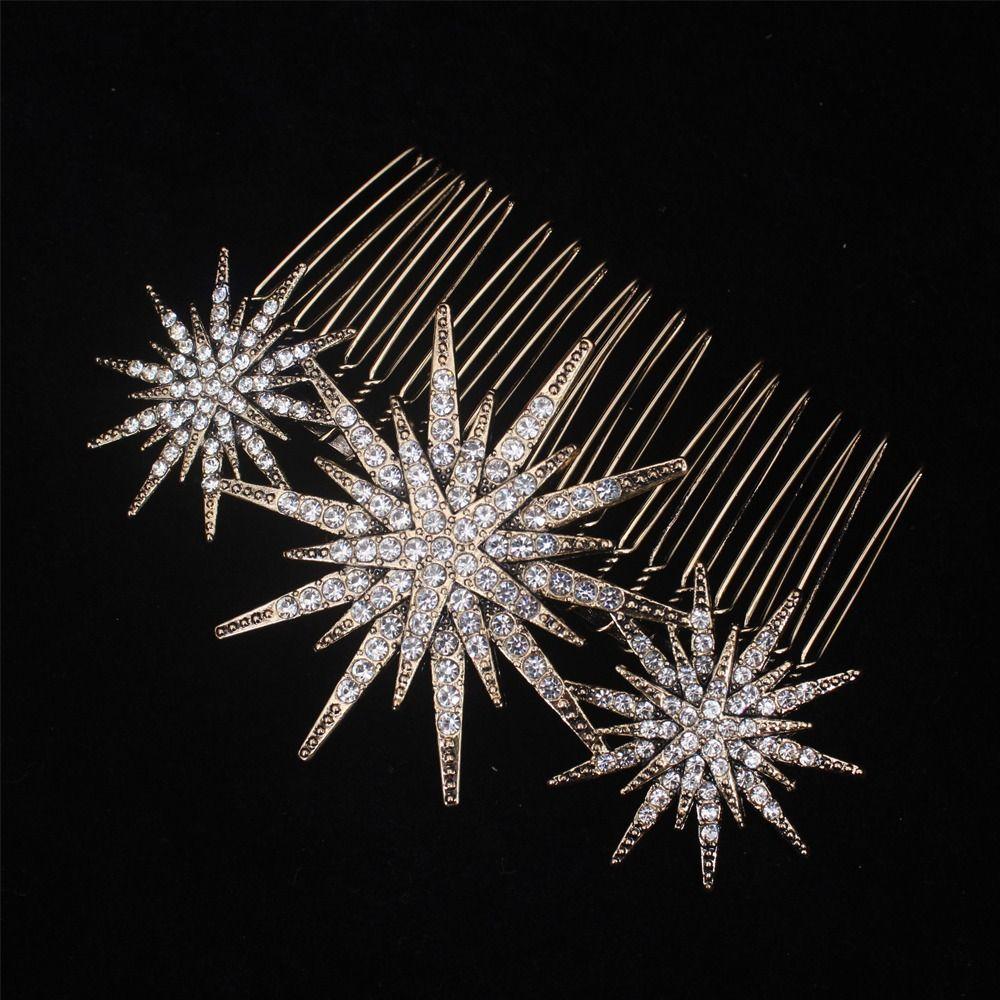 Kristallstern Damen Brautkopfschmuck Elegante Strass-Kristall-Haarkamm Tiara-Stil Kopfschmuck Brautjungfern-Geschenk