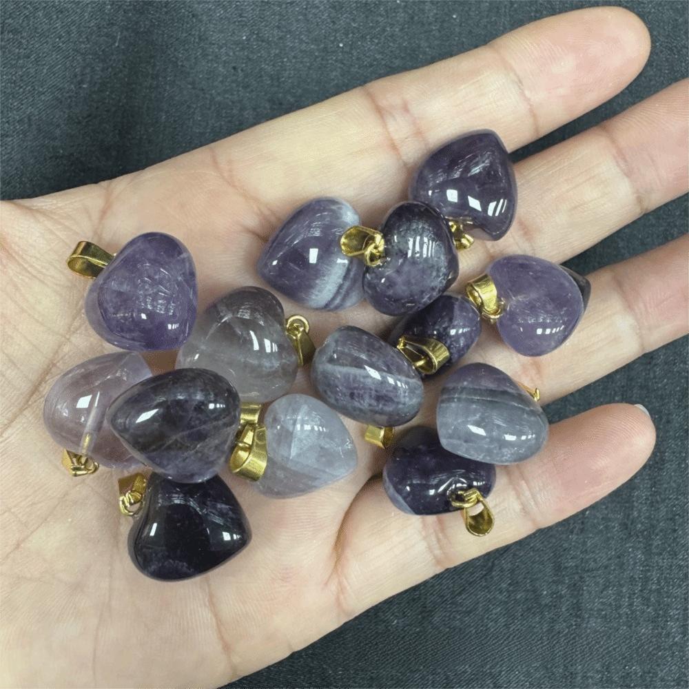 5PCS 15mm Size Stone Pendants Amethyst Material Small Pendant Amethyst Rose Quartz Necklace Design