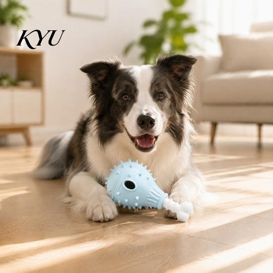Anxiety Relief Toys for Dogs Dog Treat Dispenser Toy, Spiky Chicken Leg Chew Rubber Interactive Durable Fetch Puzzle Feeder Aggressive Chewers, Dental