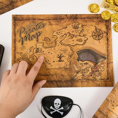 Aventure Pirate Carte au Trésor Enfants Thème Pirate Fournitures de Fête d'Anniversaire Cadeau Jouets Décoration Halloween Papier Kraft Vintage Cartes de Chasse au Trésor