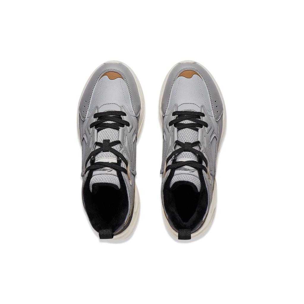 Li Ning Defender Shock Absorbing Wear Resistant Mid Top Casual Shoes Men Casual Shoes Shark-Gray AGLT127-3