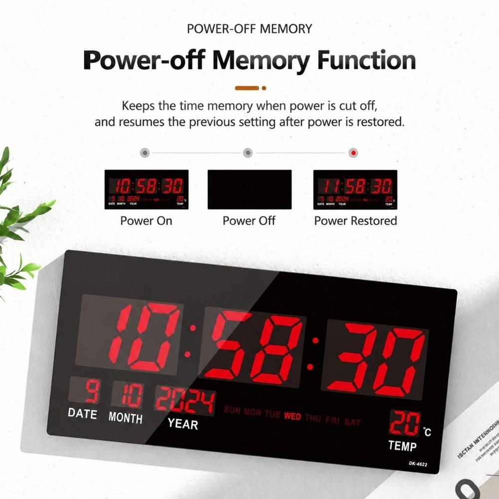 Black Digital Wall Clock LED Screen Perpetual Calendar Clock High Quality LED Wall Clock Home Use